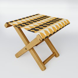 Black and white in yellow repeat pattern Folding Stool