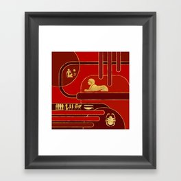 Egyptian Geometric Art Deco Red and Gold Framed Art Print