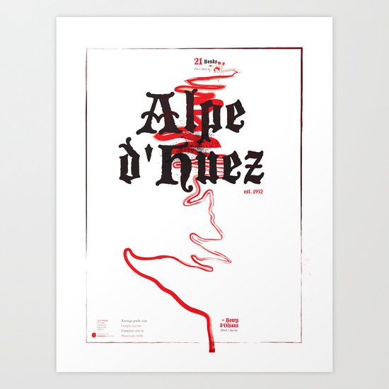 Famous Climbs: Alpe d'Huez 2, Old World Art Print