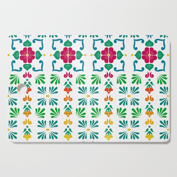 Green 3, Framed Talavera Flower Cutting Board