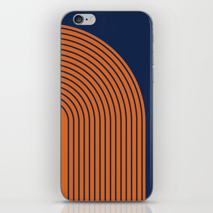 Abstract Geometric Lines 34 in Navy Blue Orange (Rainbow) iPhone Skin