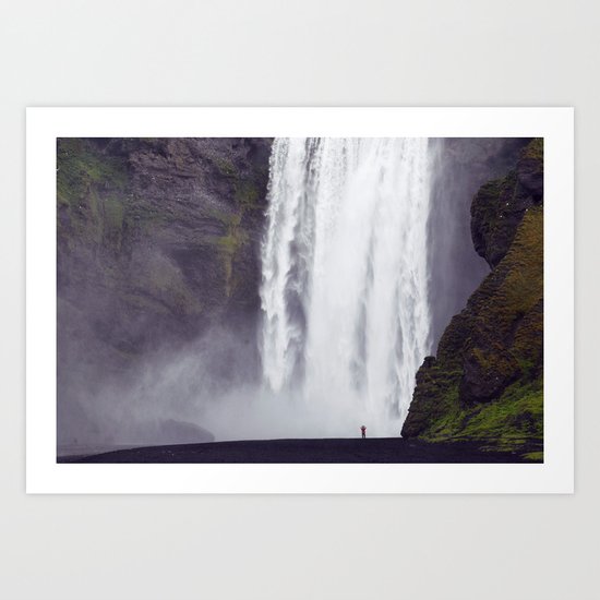Man Vs. Nature - Skógafoss, Iceland Art Print