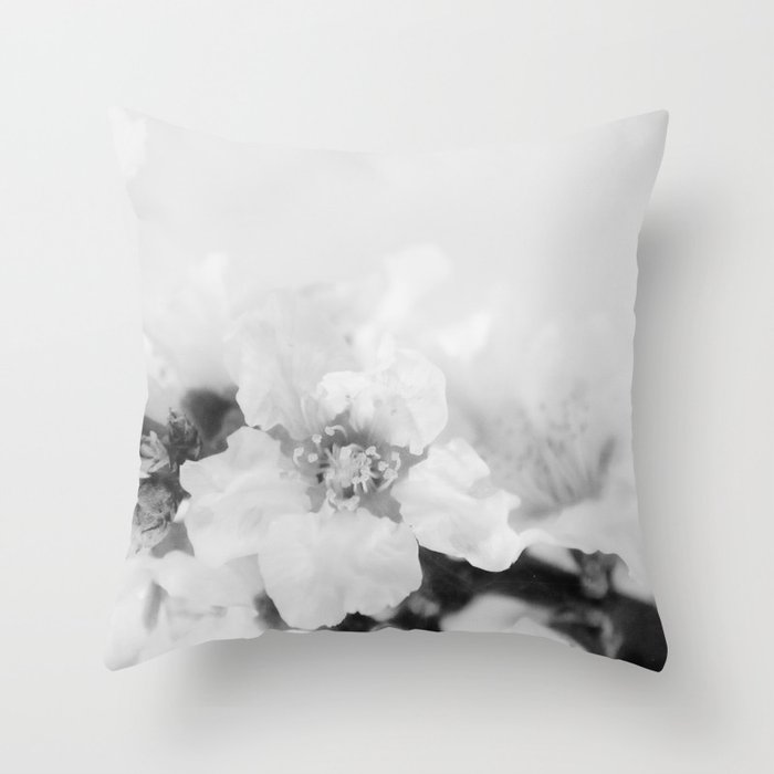 Black And White Blossoms Throw Pillow