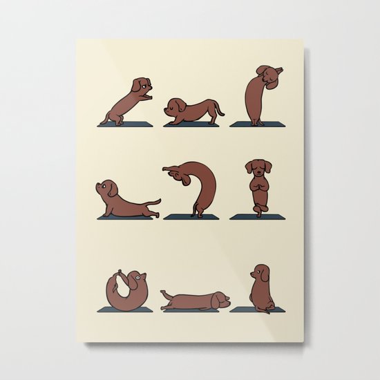 Dachshund yoga Metal Print
