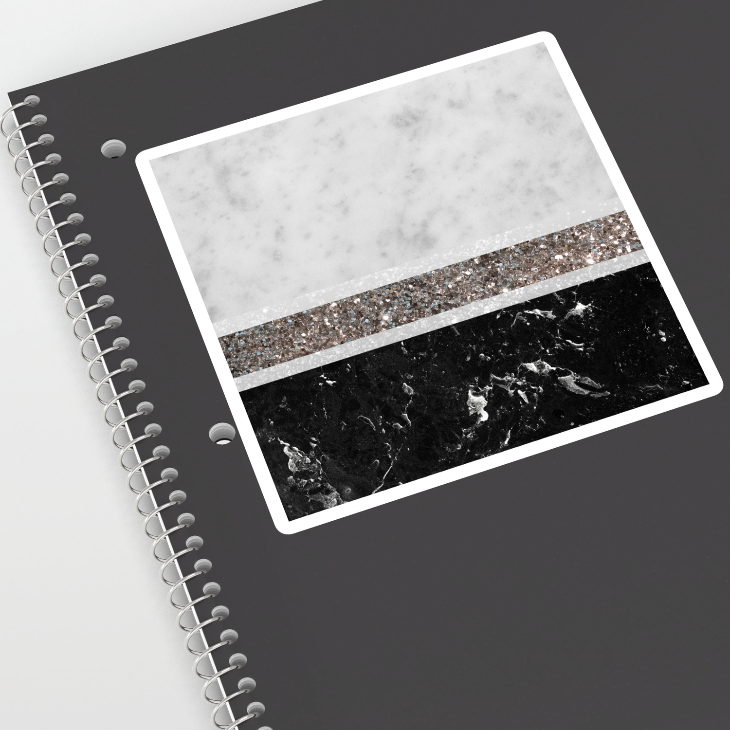 White And Black Marble Silver Glitter Stripe Glam 1 Minimal