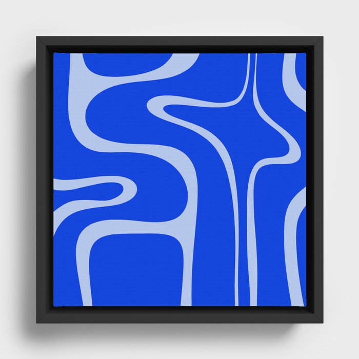 Copacetic Retro Abstract Pattern in Royal Blue and Light Blue Framed Canvas