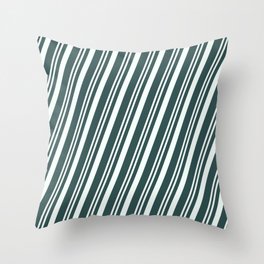 [ Thumbnail: Mint Cream & Dark Slate Gray Colored Pattern of Stripes Throw Pillow ]