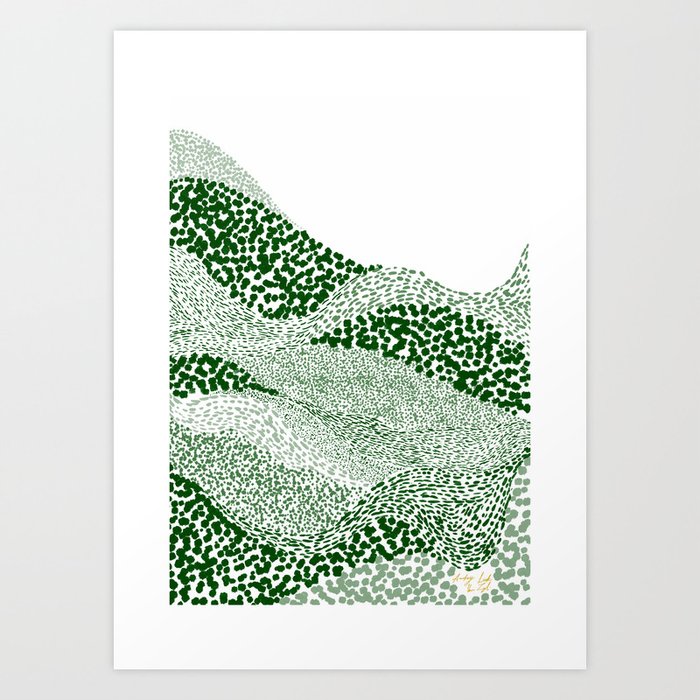 Abstract Green Dots Art Print