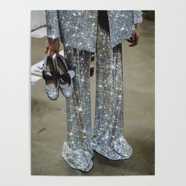 AT THE END OF THE WORKDAY | digital art collage by yana potter | sparkle suit | jacket | glitter  Poster
