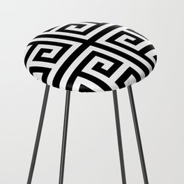 Black Minimalist Greek Key Squares Counter Stool