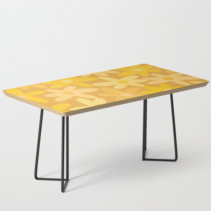 Daisy Time Retro Floral Pattern in Honey Mustard Ochre Yellow Tones Coffee Table