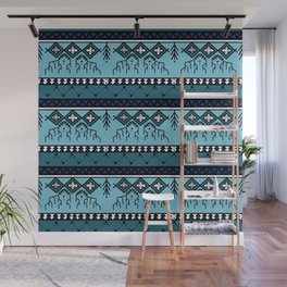 Blue ethnic pattern Wall Mural