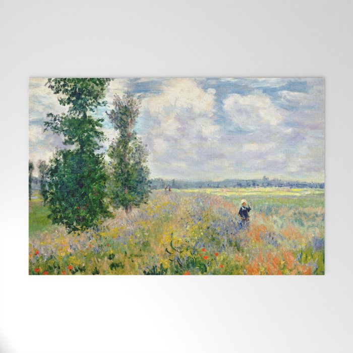 Poppy Fields near Argenteuil by Claude Monet Welcome Mat