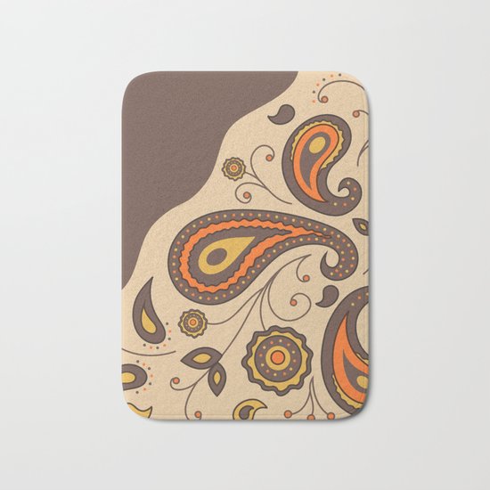 Paisley Brown Pattern Bath Mat