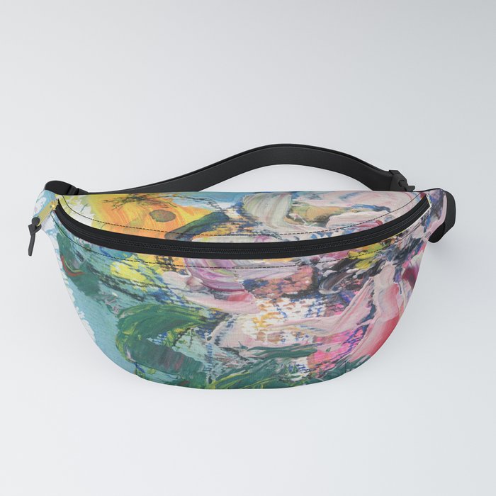 white flower with palette knife Fanny Pack