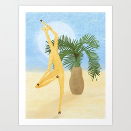 Gee in tree pose and bottle palm Art Print