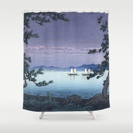 Hasui Kawase, Takehara, Matoba Beach - Vintage Japanese Woodblock Print Art Shower Curtain