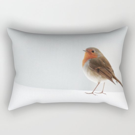 Robin into the Snow Rectangular Pillow