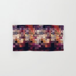art abstract colorful geometric pattern; paper textured tiled background in purple, viole, fuchsia, red, orange, black and beige white colors Hand & Bath Towel