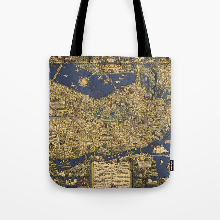 Boston Map - Vintage Illustrated Map Tote Bag