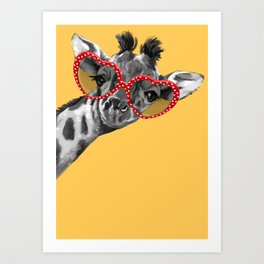 Hipster Giraffe with Glasses Art Print