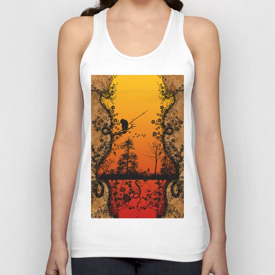 Trees and birds Unisex Tank Top