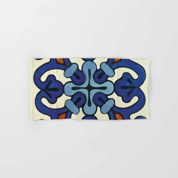 Baroque blue ornamental abstract talavera tile modern mexican home decor Hand & Bath Towel