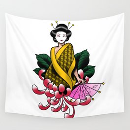 Chrysanthemum Geisha Wall Tapestry