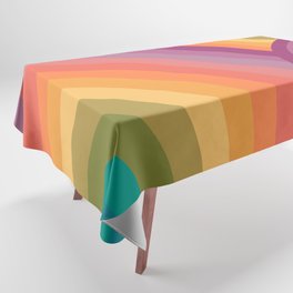 Retro Rainbow Design Warm to Cool Colors Tablecloth