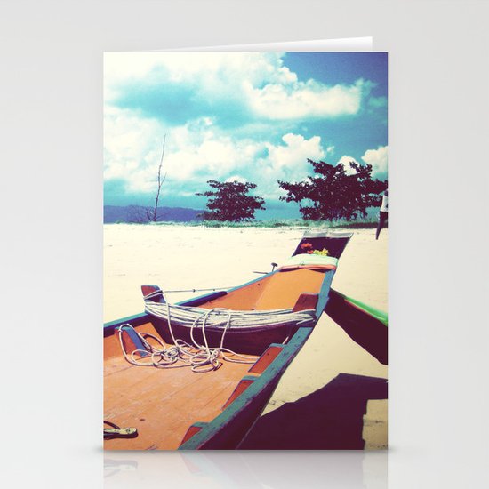 Longboat on the Shore, Thailand Stationery Cards