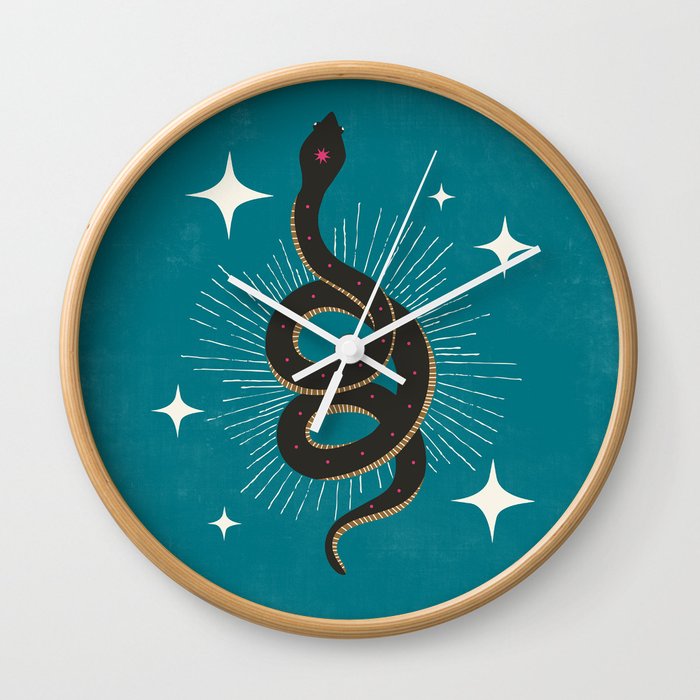 Slither - Teal  Wall Clock