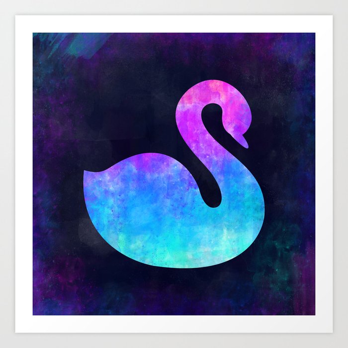 Swan In Space Animal Graphic Art Watercolor Canvas Painting Modern Minimal Cute Art Print By Misomiso Society6