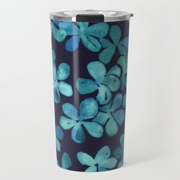Hand Painted Floral Pattern in Teal & Navy Blue Travel Mug