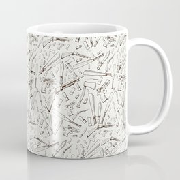 Apocalyptic Weapons  Coffee Mug | Apocalypse, Bullet, Knife, Pen, Fight, Pattern, Illustration, Gun, Axe, Zombie 