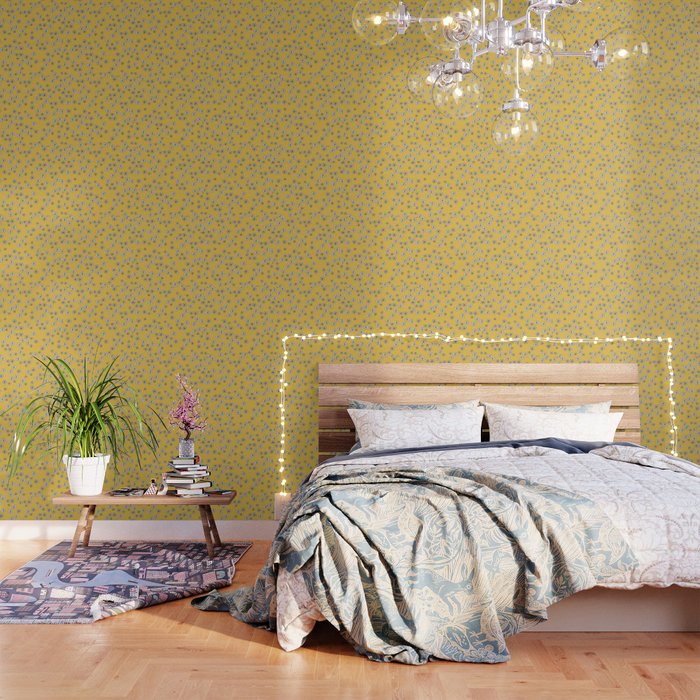 Romantic Daisy Garden Sweet Girls Baby Nursery Pattern Ochre Yellow Wallpaper By Littlesmilemakersstudio
