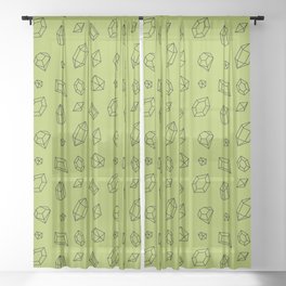 Light Green and Black Gems Pattern Sheer Curtain