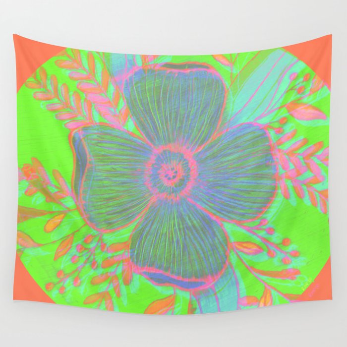 Trippy Groovy 3D Flower 02 Wall Tapestry