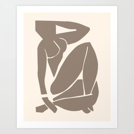 Brown and Beige Matisse Nude, Brown Matisse Woman, Neutral Matisse Print Art Print