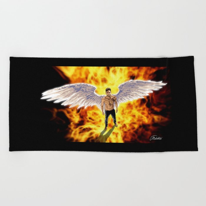 Lucifer Morningstar fire Beach Towel