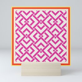 Hot pink summer geometric pattern pillow Mini Art Print