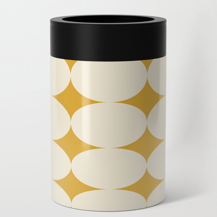 Retro Round Pattern - Yellow Can Cooler
