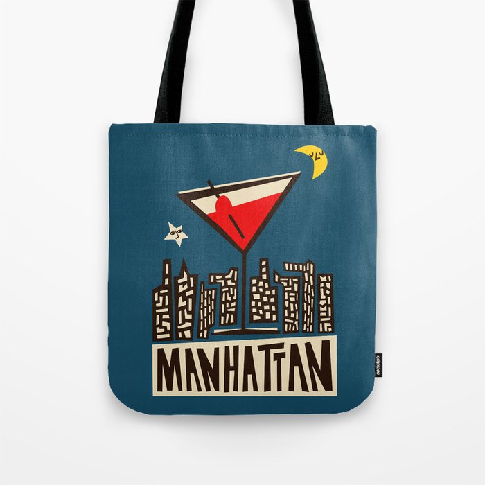 Manhattan Cocktail Print Tote Bag