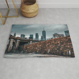 Brooklyn Bridge and Manhattan skyline in New York City Area & Throw Rug