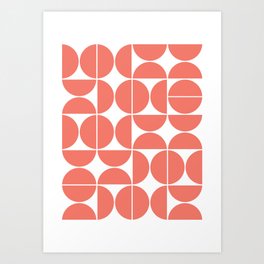 Mid Century Modern Geometric 04 Living Coral Art Print