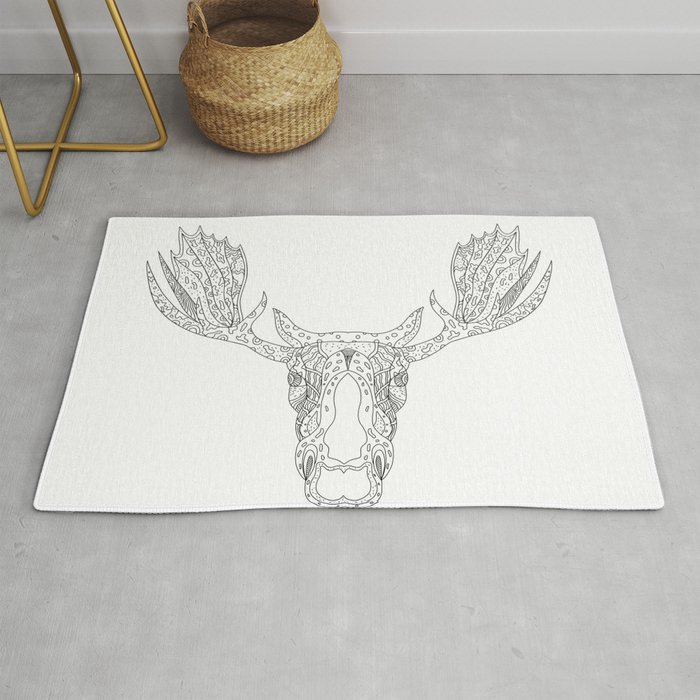 Bull Moose Head Doodle Rug