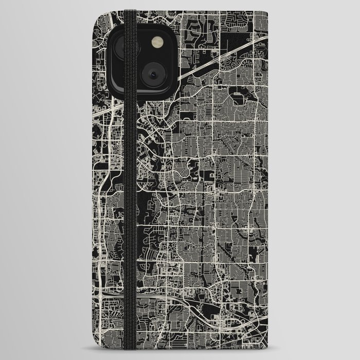 USA PLANO City Map - Black and White iPhone Wallet Case