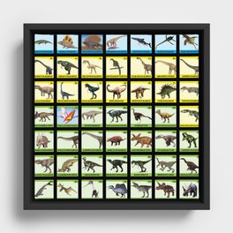 65 MCMLXV Prehistoric Periodic Table of Dinosaurs Pattern Framed Canvas