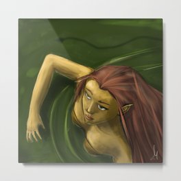 Female efl in water Metal Print | Illustration, Painting, Digital 