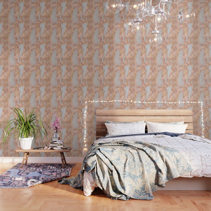 Rose Gold Marble With Yellow Gold Glitter Wallpaper By