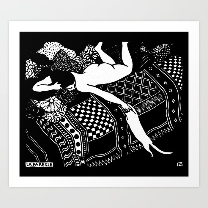 Felix Vallotton - La Paresse Classic ,Woman And Cat Art Print